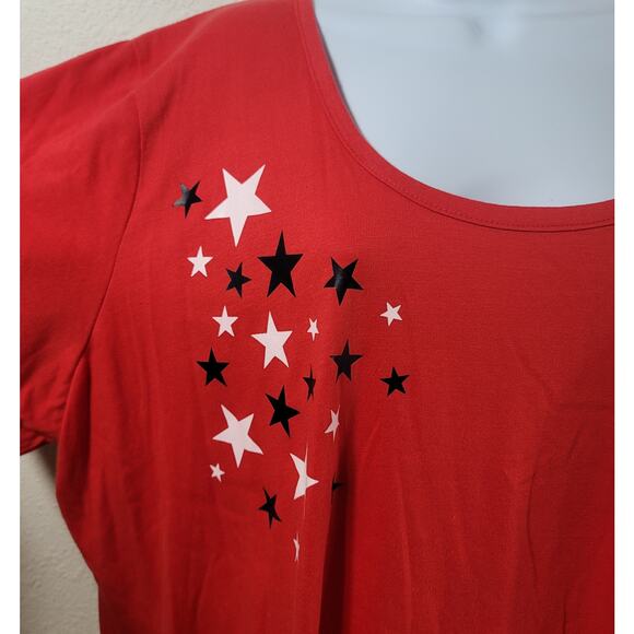 Roaman's Red White Blue Stars 2 Piece Outfit 1X 22W 24W Plus Lightweight Cropped - Picture 6 of 6